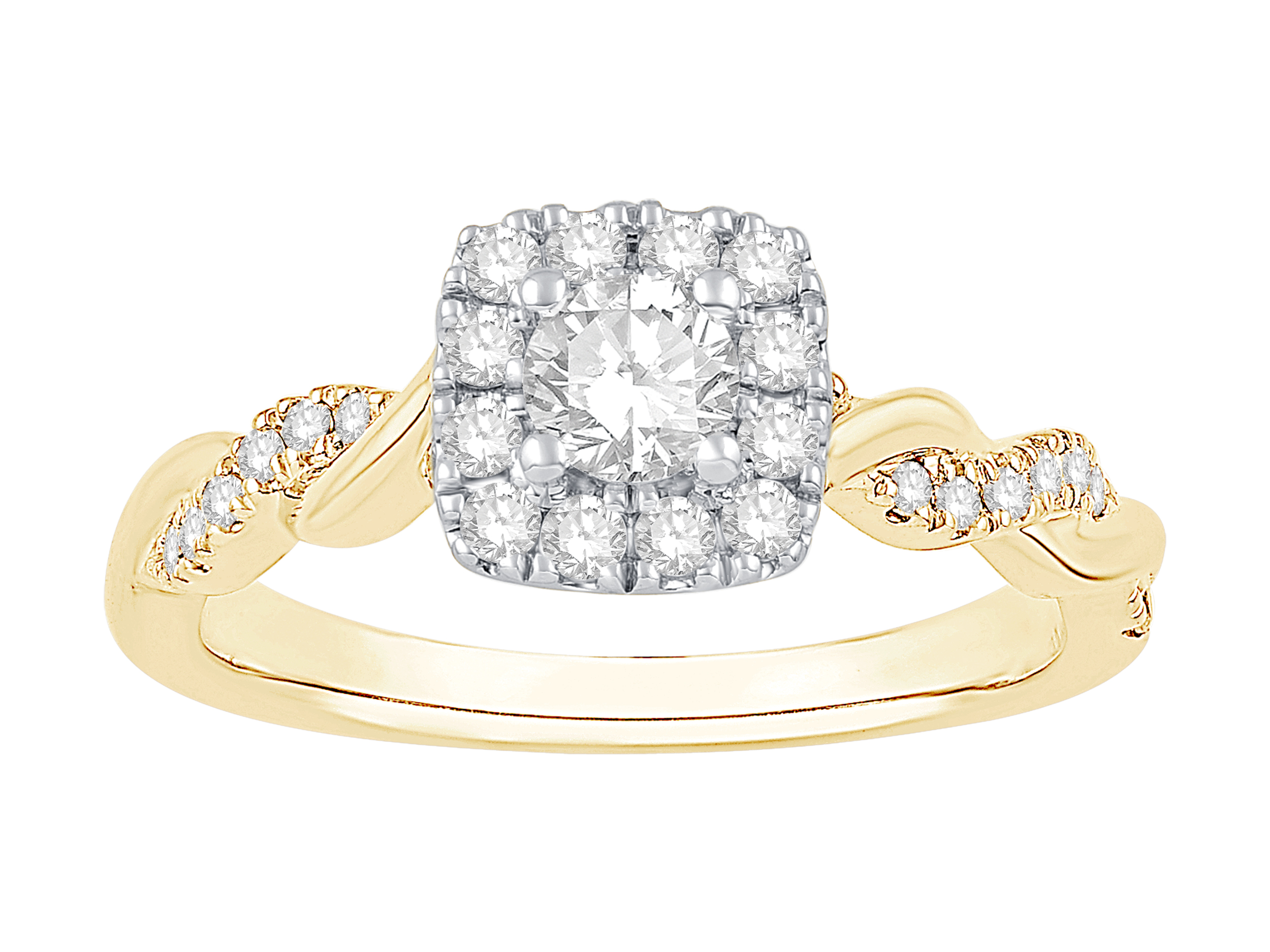 14K Yellow Gold Diamond Twist Engagement Ring