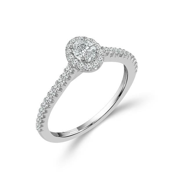 Sterling Silver Oval Halo Diamond Ring