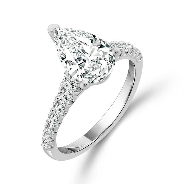 White Gold Pear Lab Diamond Engagement Ring