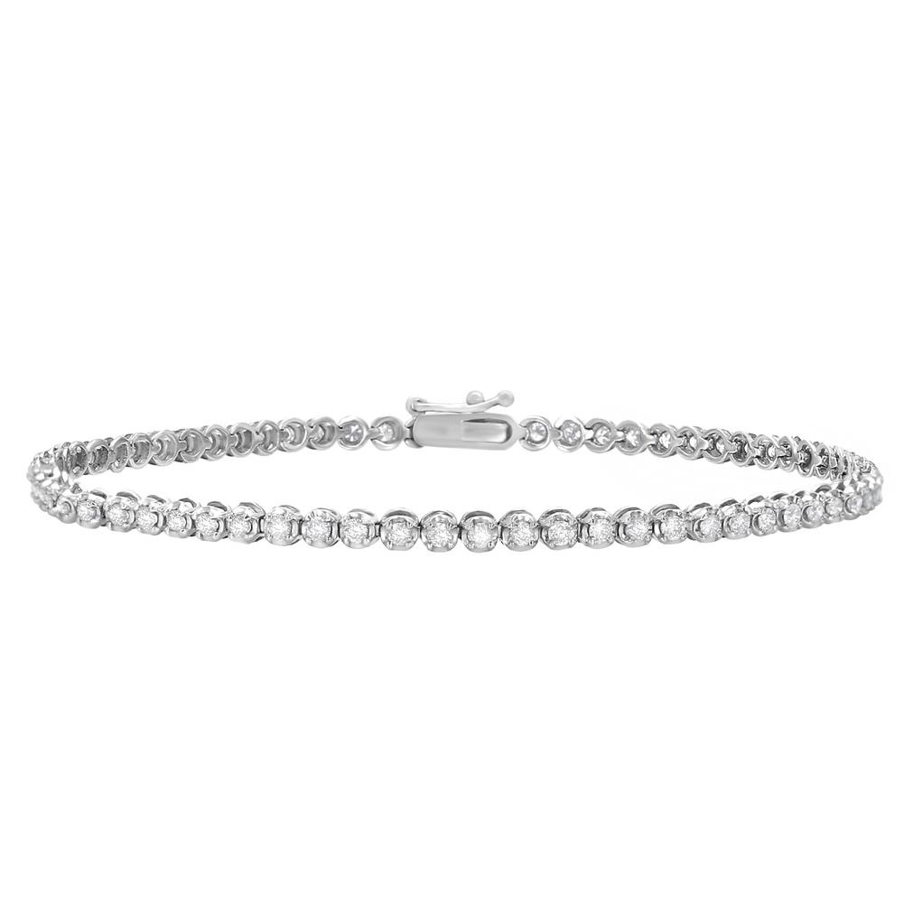 MERCURY 14K WHITE Gold Lab Round Diamond Tennis Bracelet