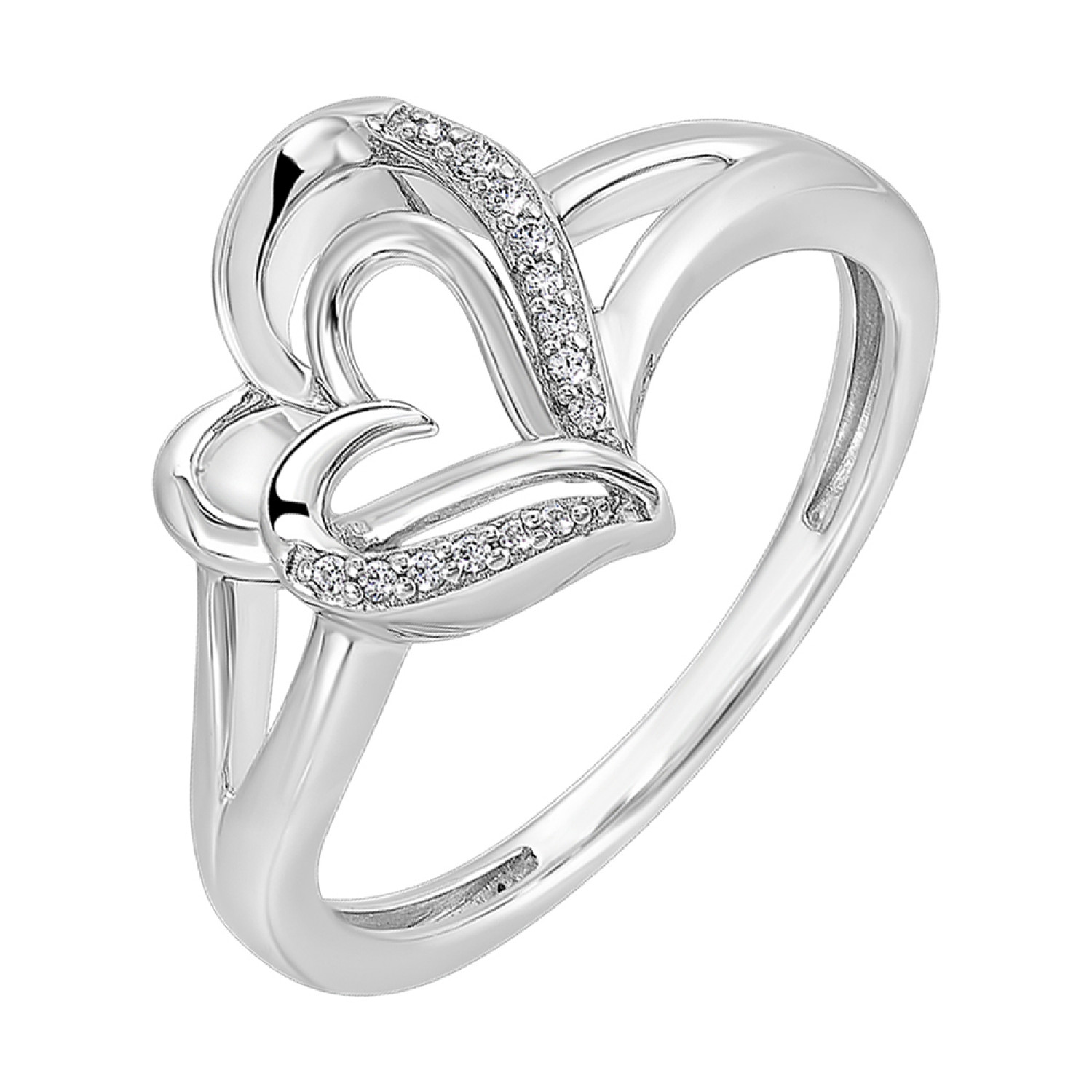 Sterling Silver Diamond Double Heart Ring