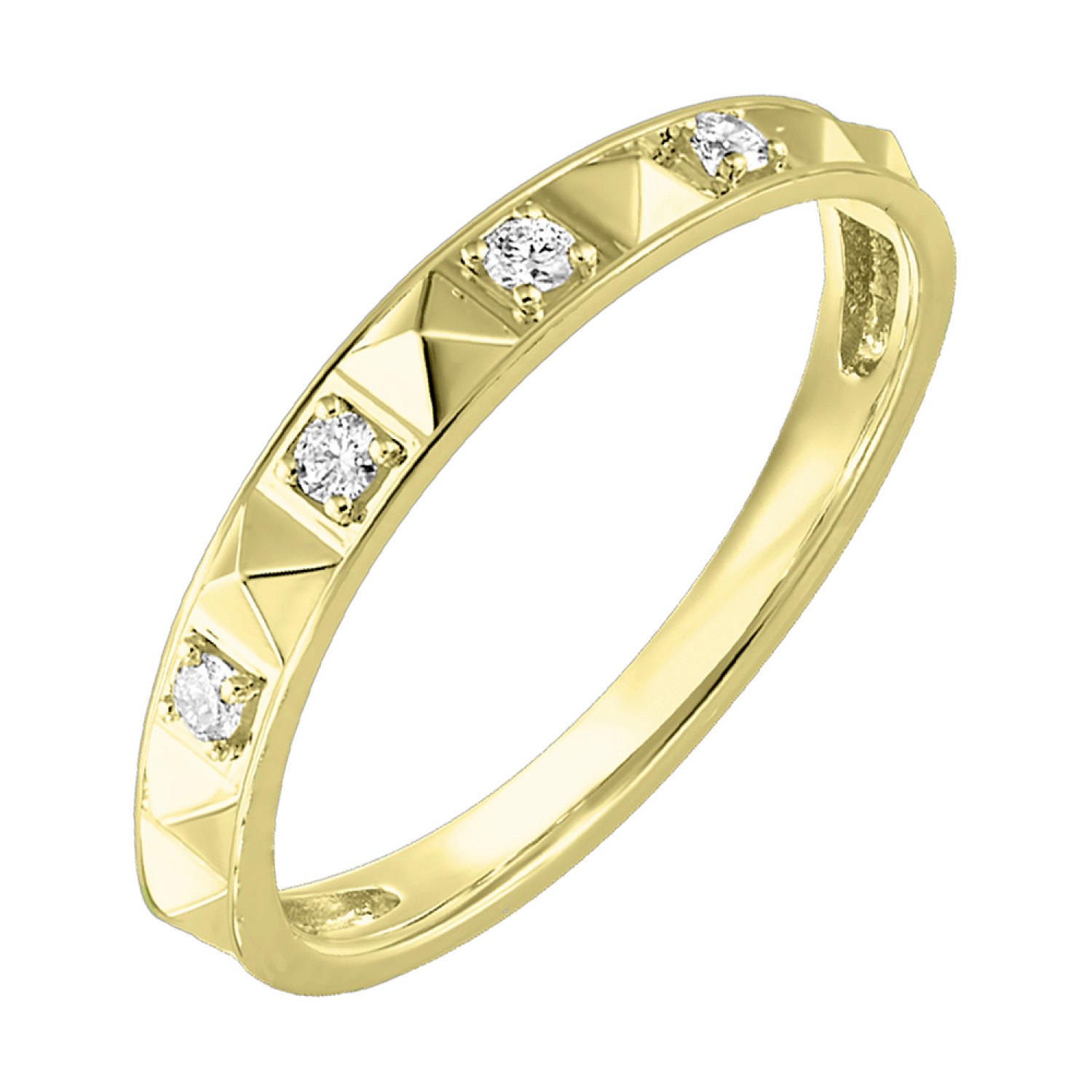 14K Yellow Gold Studded Diamond Stack Ring