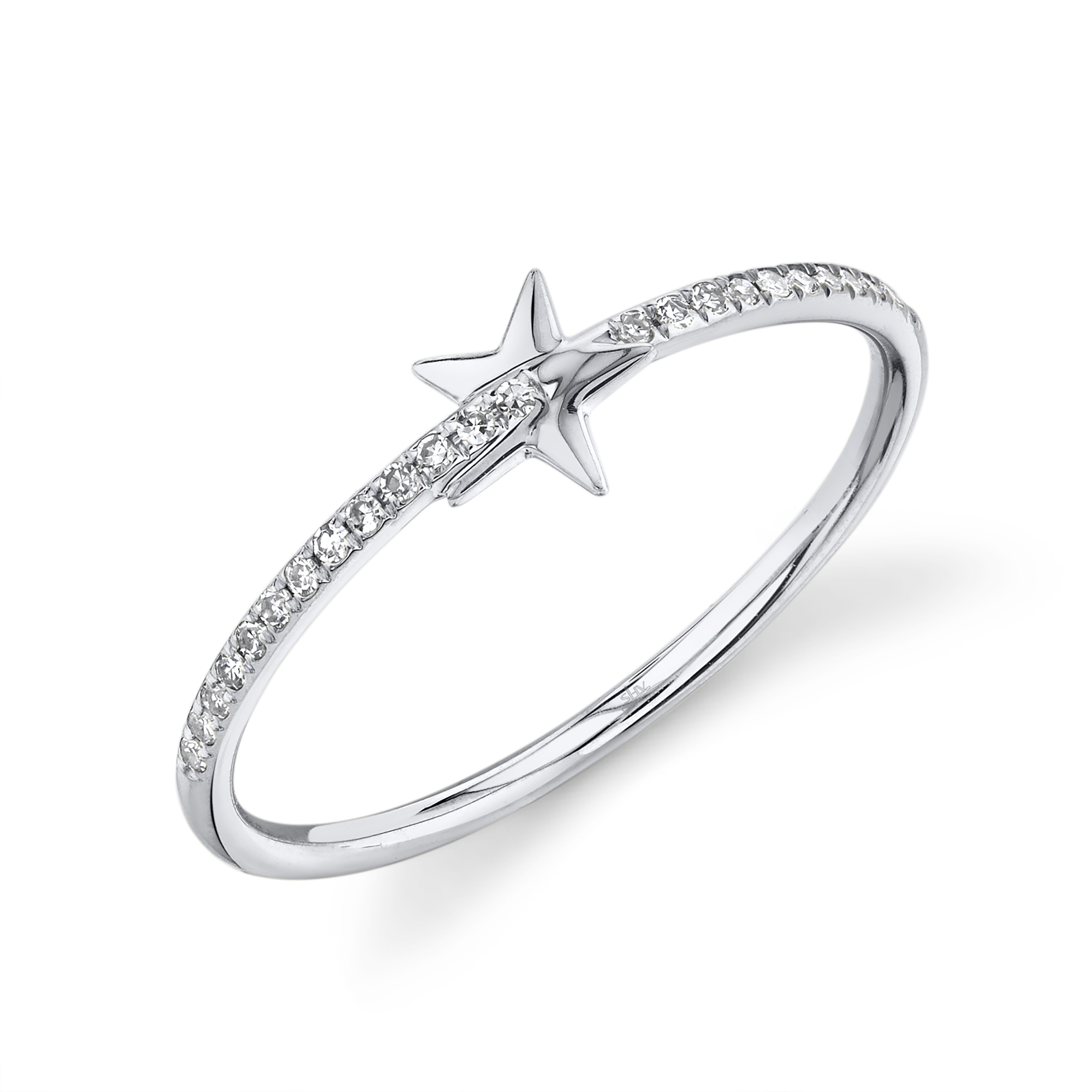 SHY 14K White Gold Star Diamond Ring