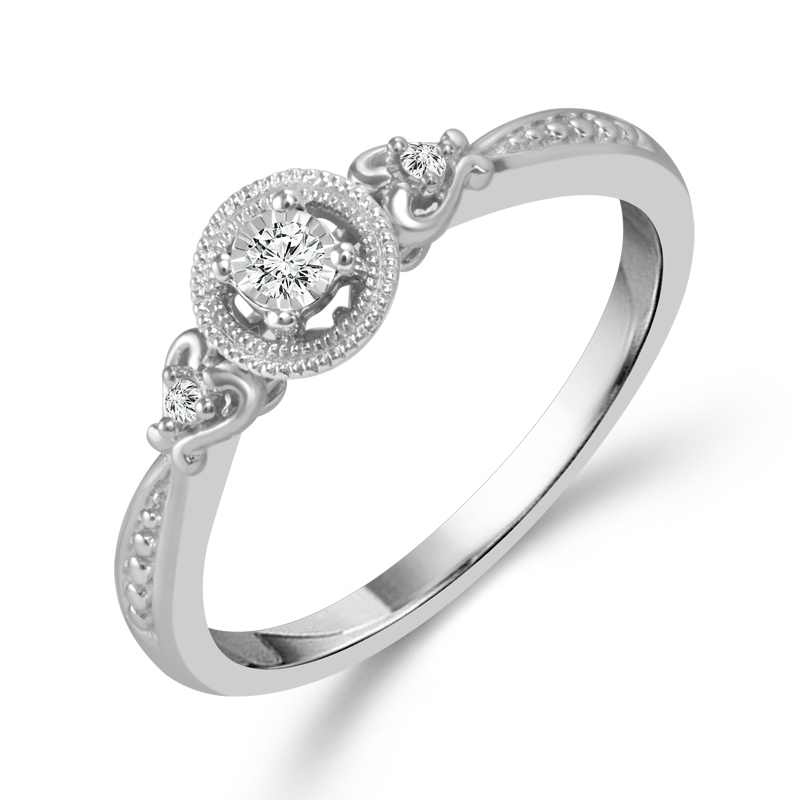 Sterling Silver Round Diamond Promise Ring