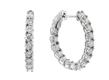 SILVER  LAB GROWN 3/4CT DIA HOOP