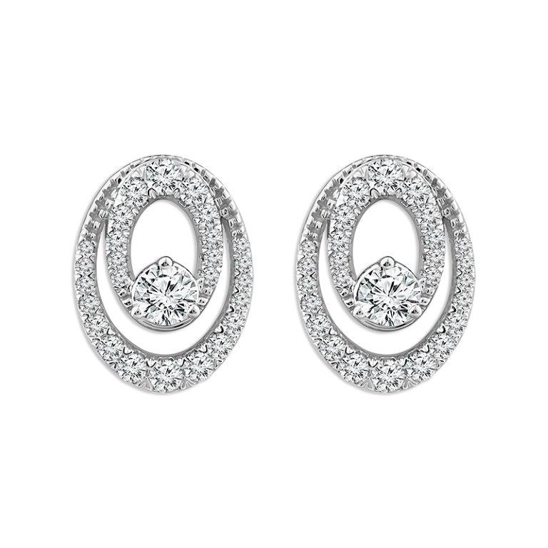 10K White Gold Circle Stud Earrings