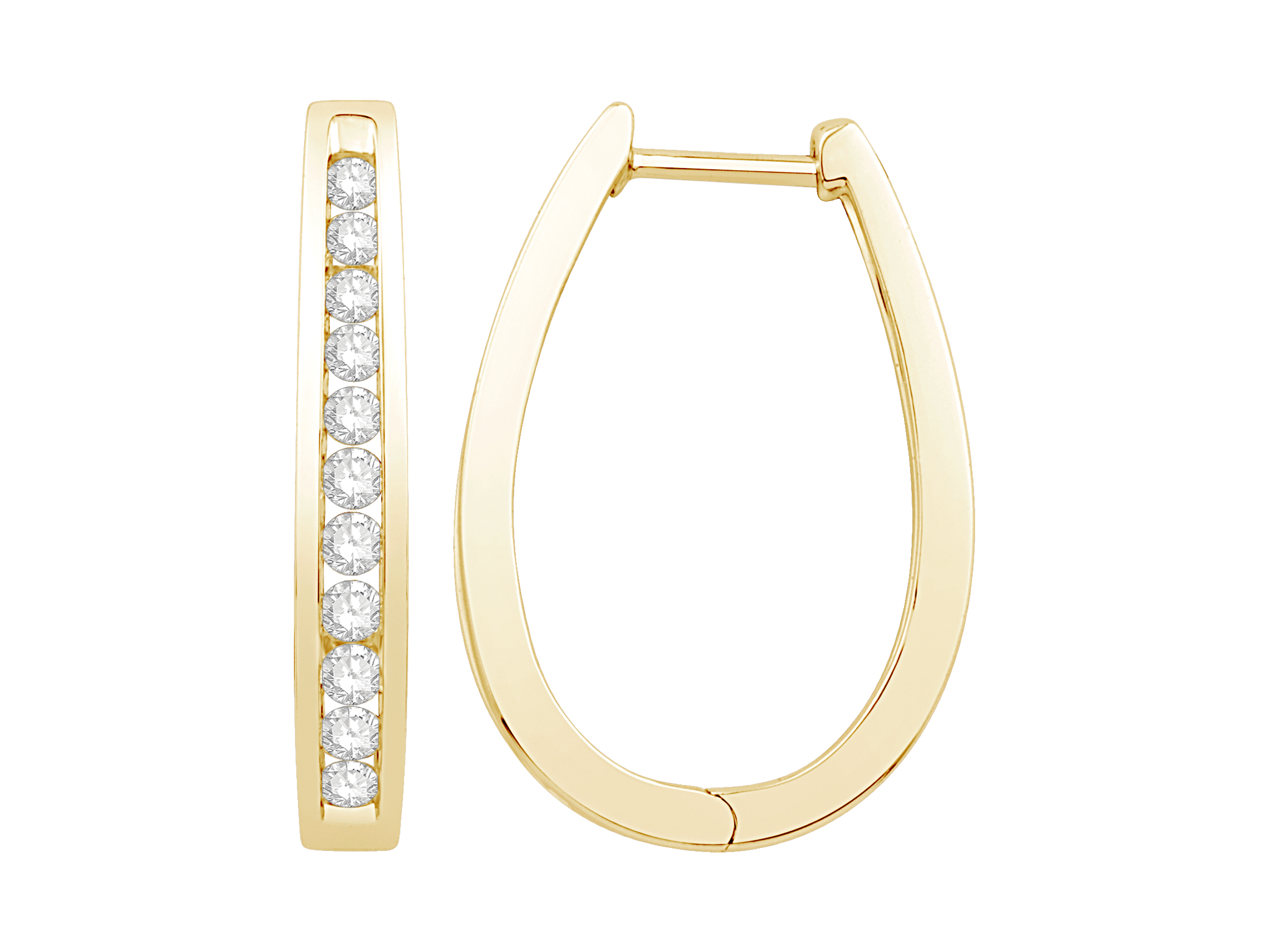 14K Yellow Gold Diamond Hoop Earrings