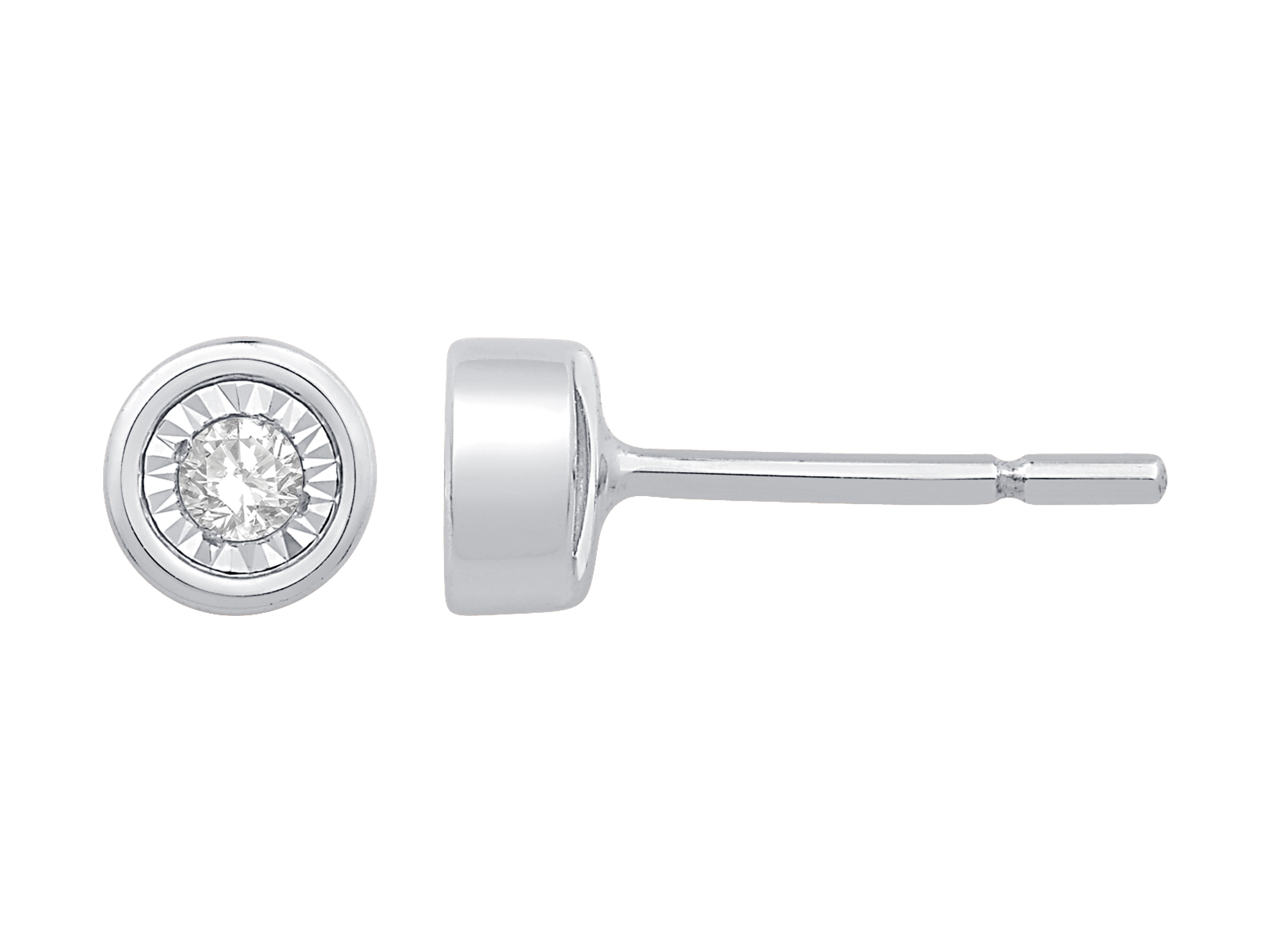 10K White Gold Diamond Bezel Stud Earrings