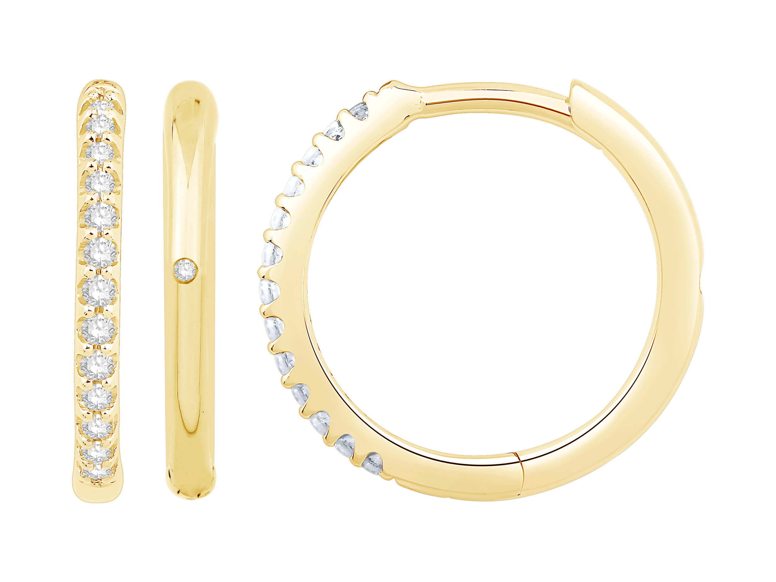10K Yellow Gold Diamond Hoop Earrings
