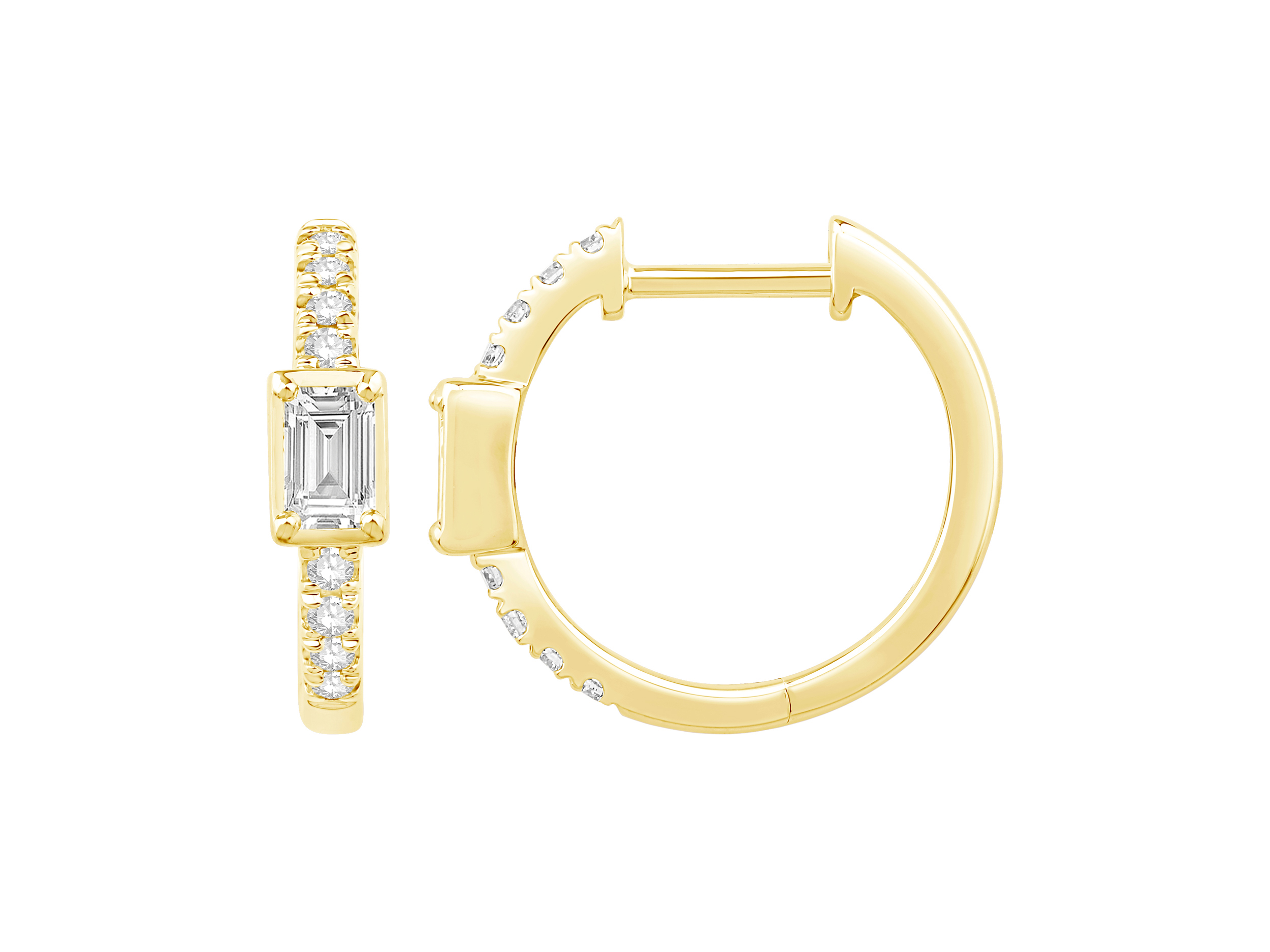10K Yellow Gold Diamond Hoop Earrings