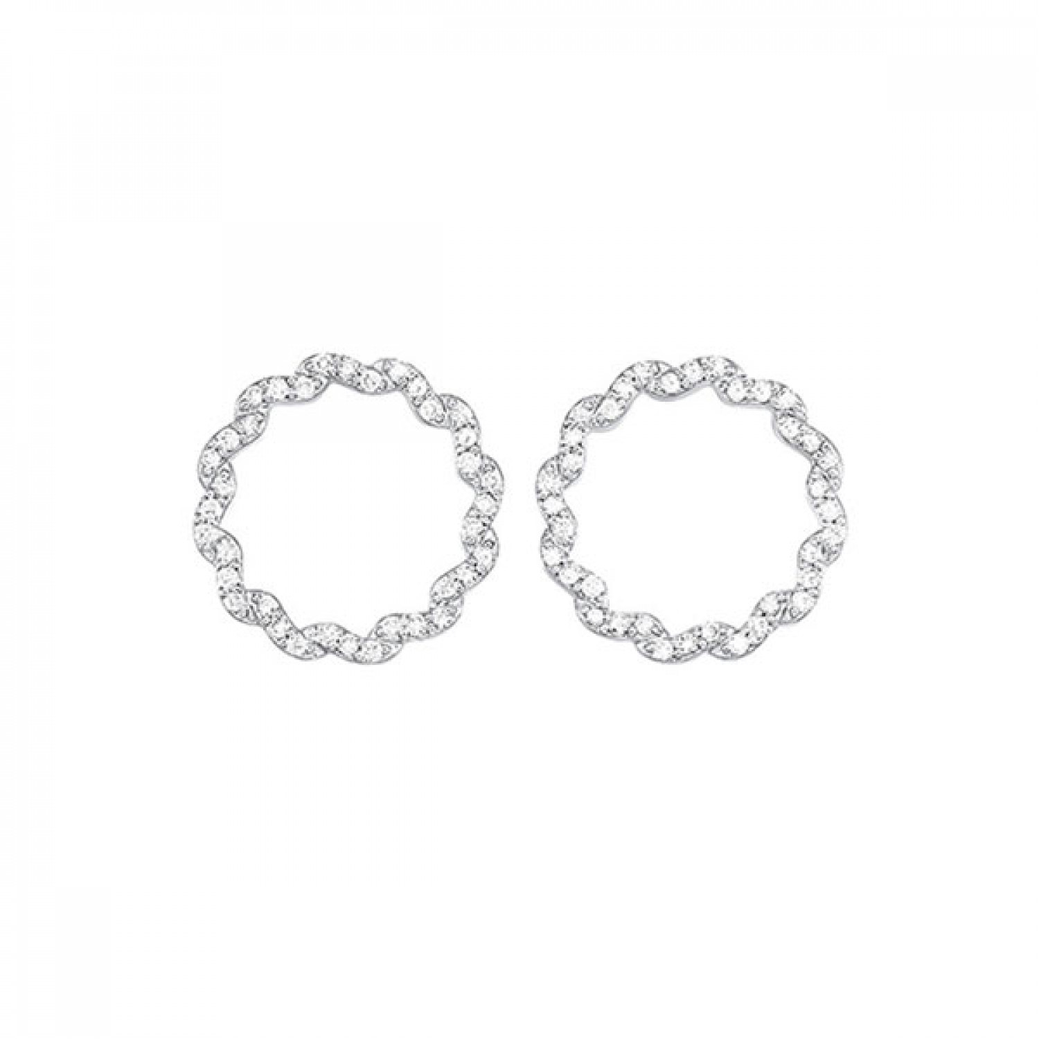 Sterling Silver Twist Circle Stud Earrings