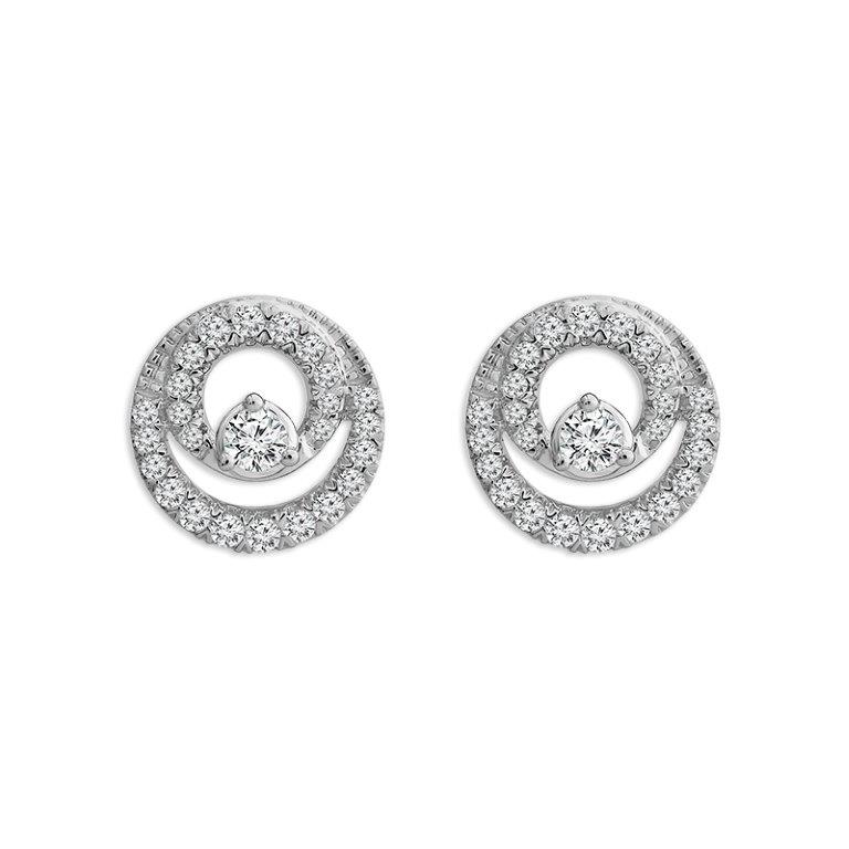 14K White Gold Diamond Round Stud Earrings