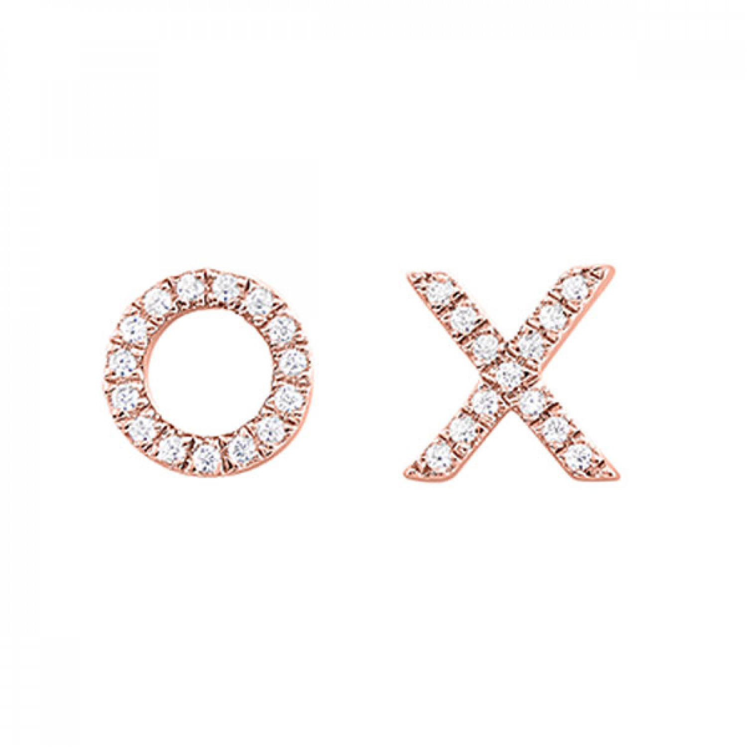 10K Rose Gold Diamond XO Studs Earrings