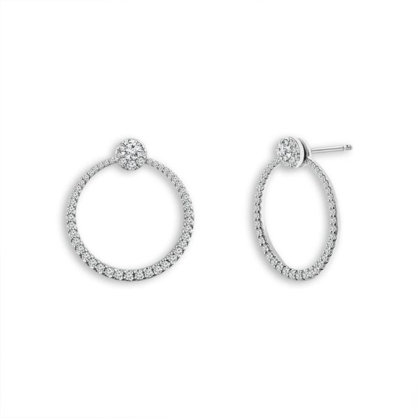 White Gold Round Stud Hoop Earrings