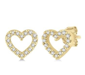 10K Yellow Gold Diamond Heart Stud Earring