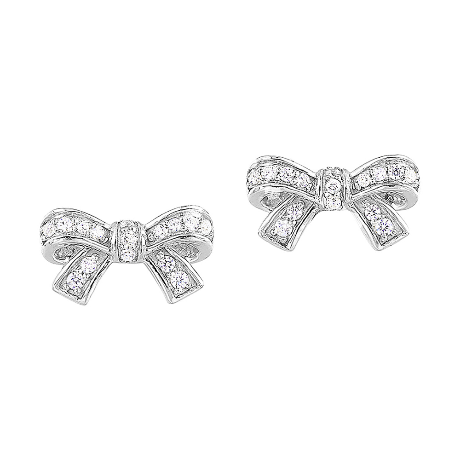 10K White Gold Diamond Bow Studs