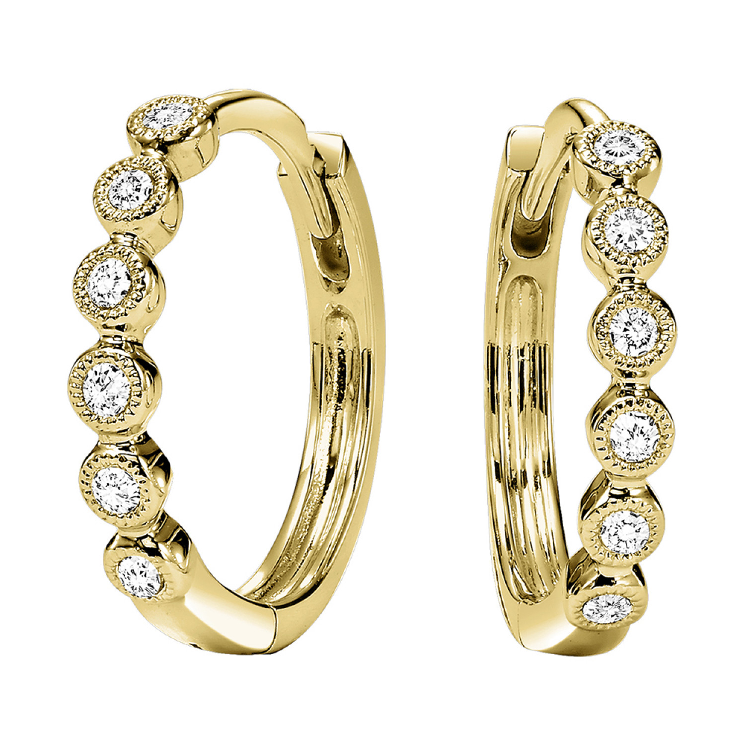 10K Yellow Gold Diamond Hoop Earrings