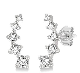 10K White Gold Diamond Climber Earring