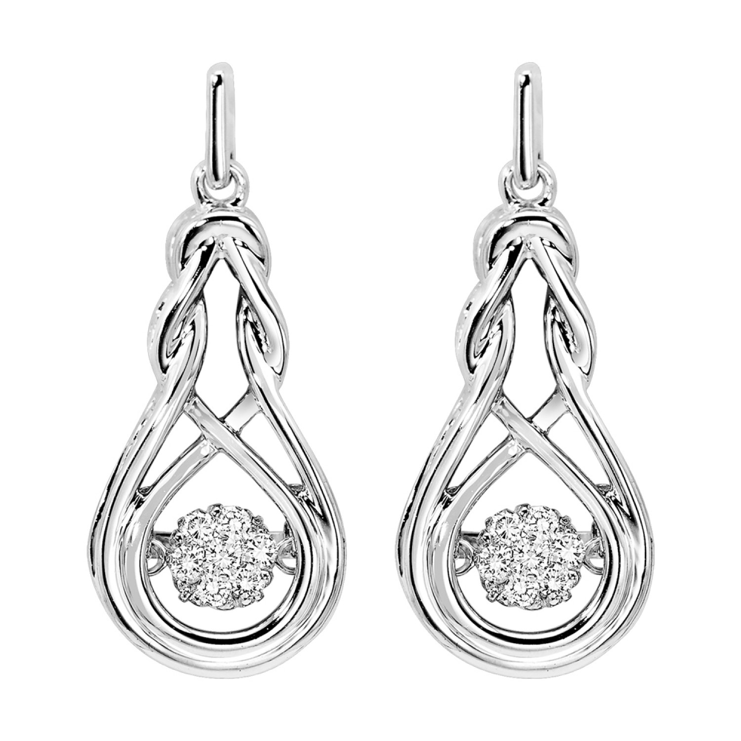 Sterling Silver Diamond Dangle Earrings
