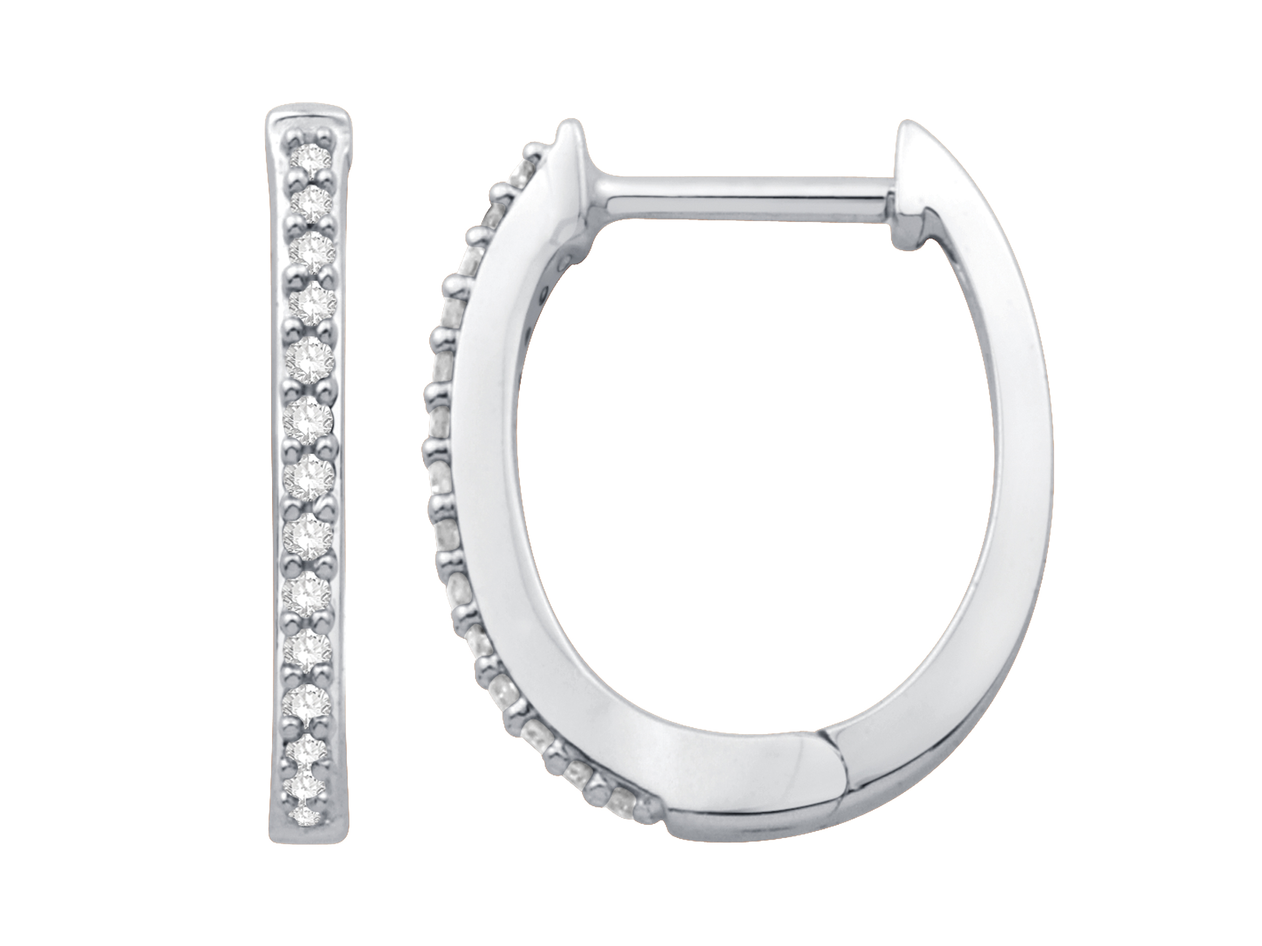 10K White Gold Diamond Hoop Earring