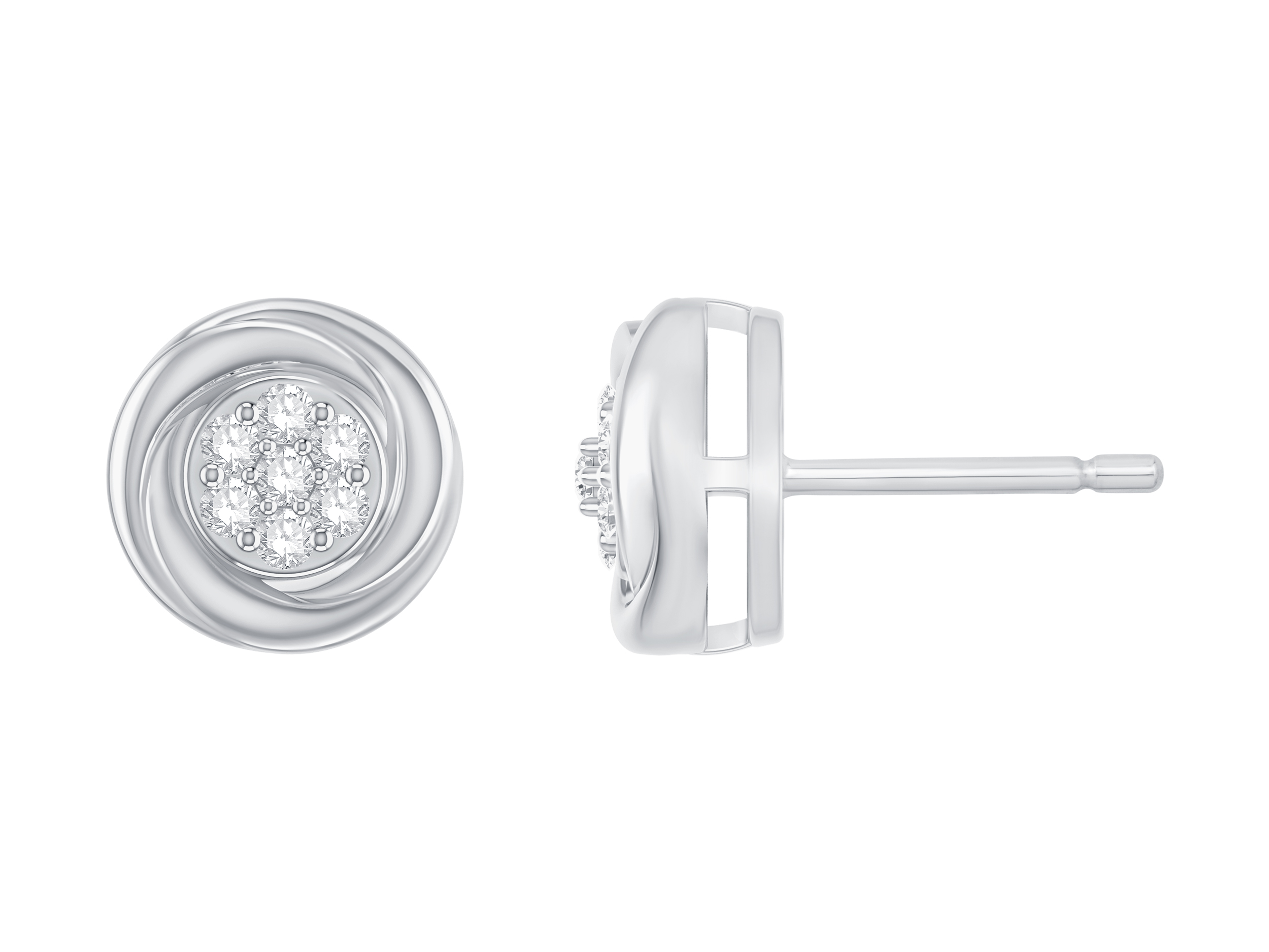 Sterling Silver Cluster Stud Earring