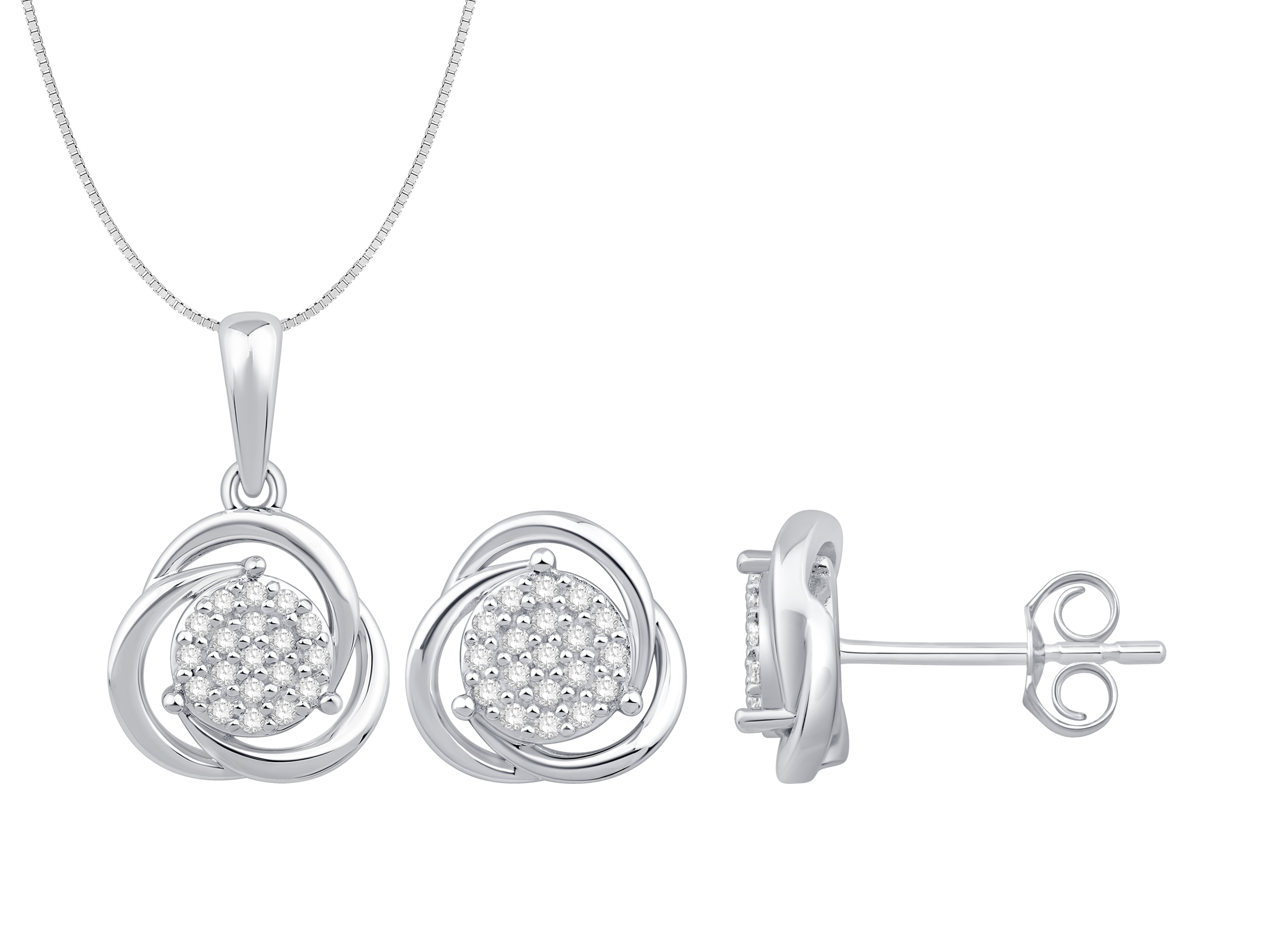 Sterling Silver Round Diamond Studs
