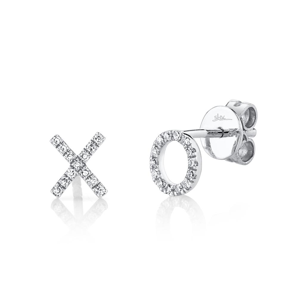 SHY 14K White Gold Diamond Stud Earrings