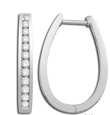 Diamond Channel Set Hoops