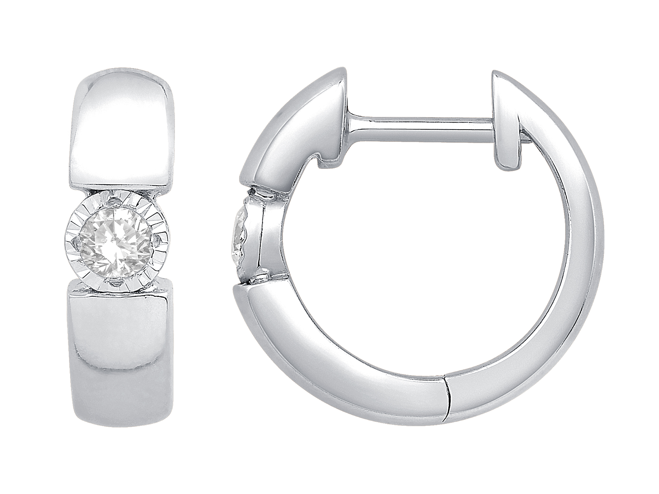 Sterling Silver Diamond Huggie Earrings