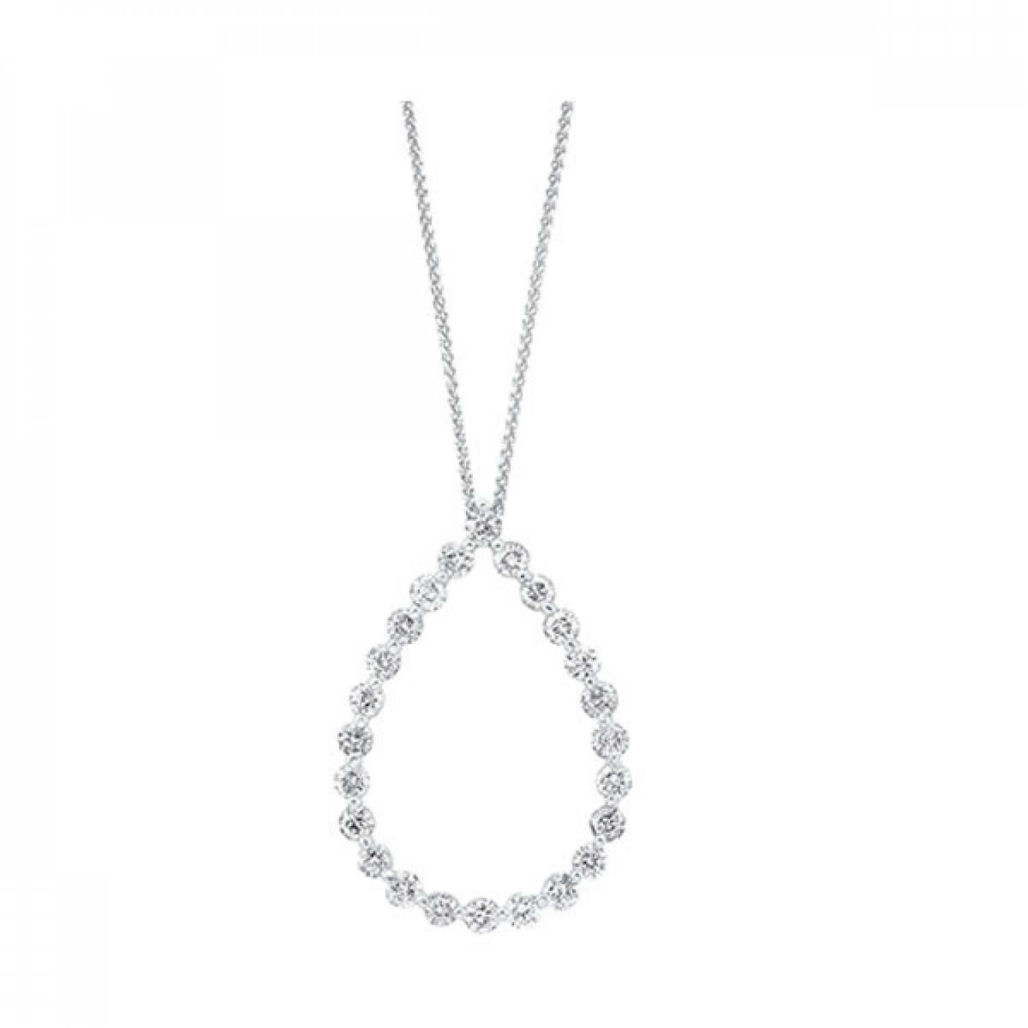 14K White Gold Diamond Pear Shape Pendant Necklace