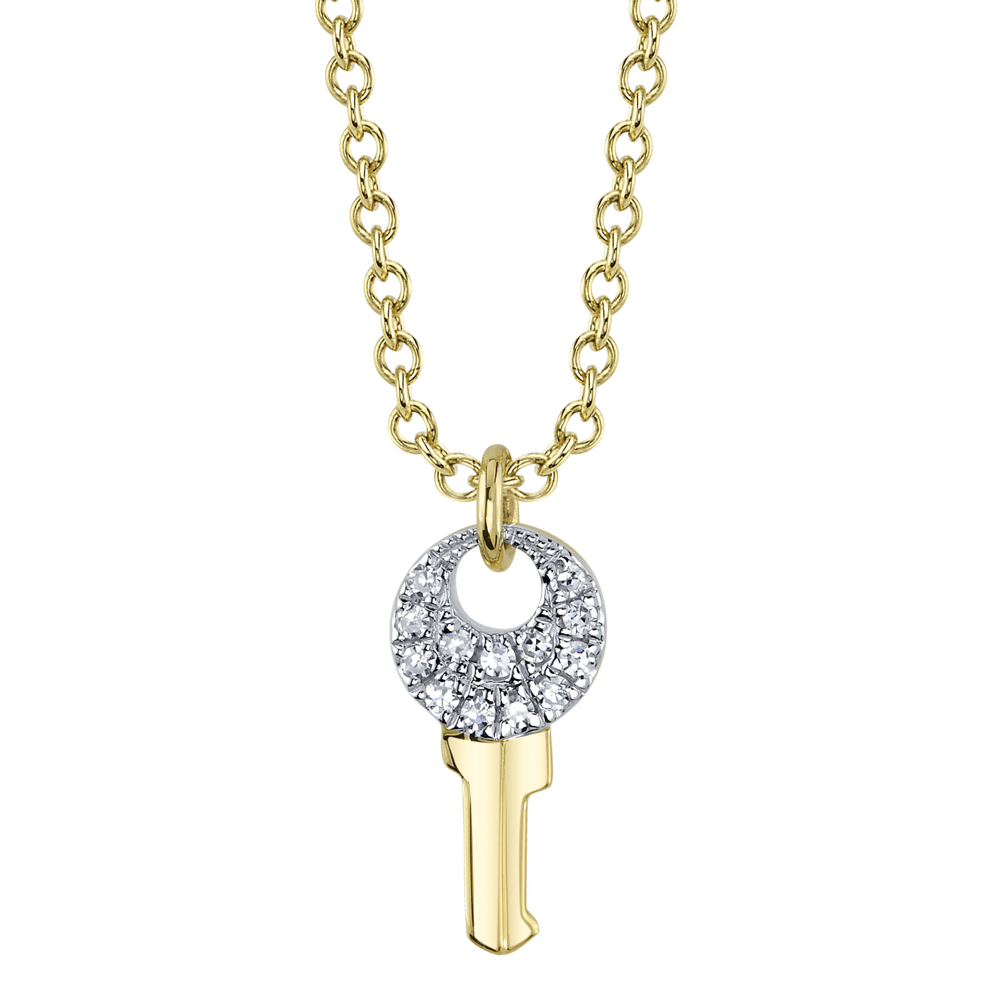 SHY 14K Yellow Gold Diamond Key Necklace