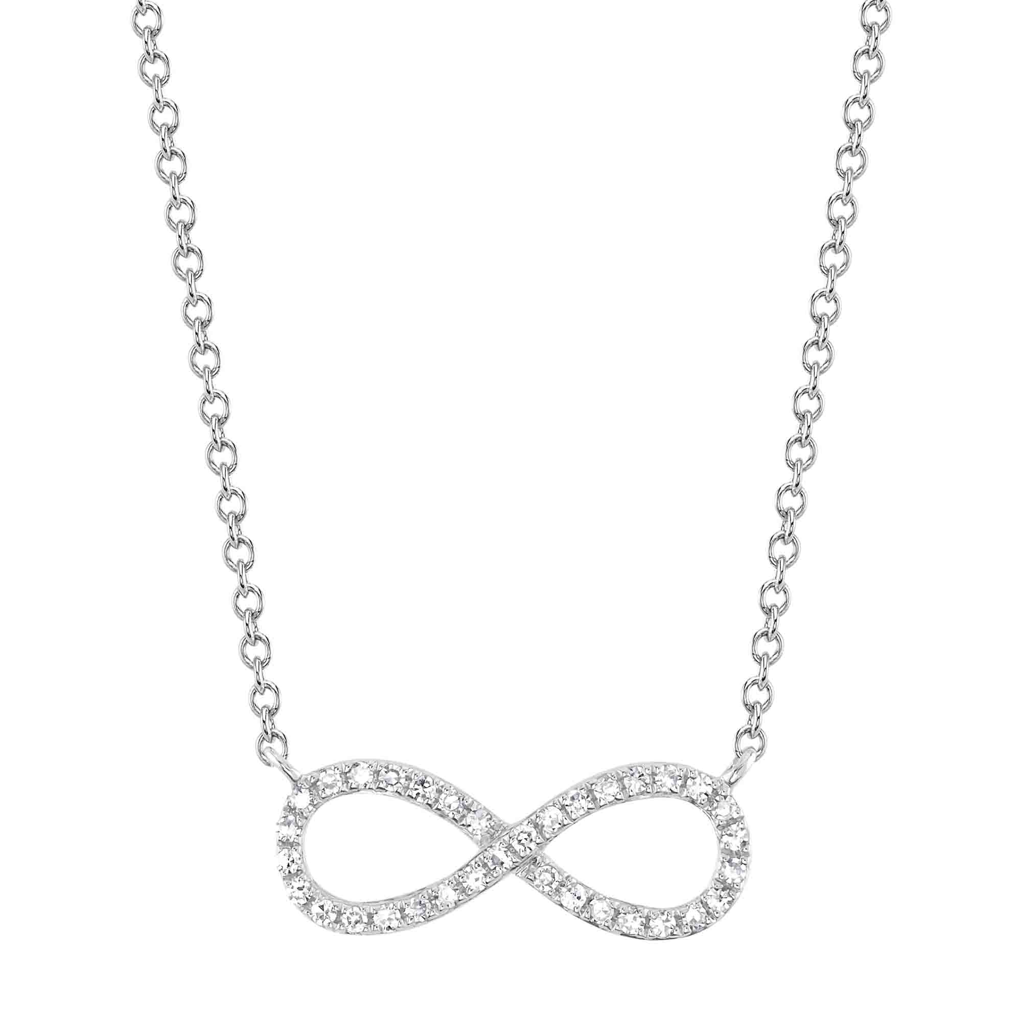 SHY 14K White Gold Diamond Infinity Necklace