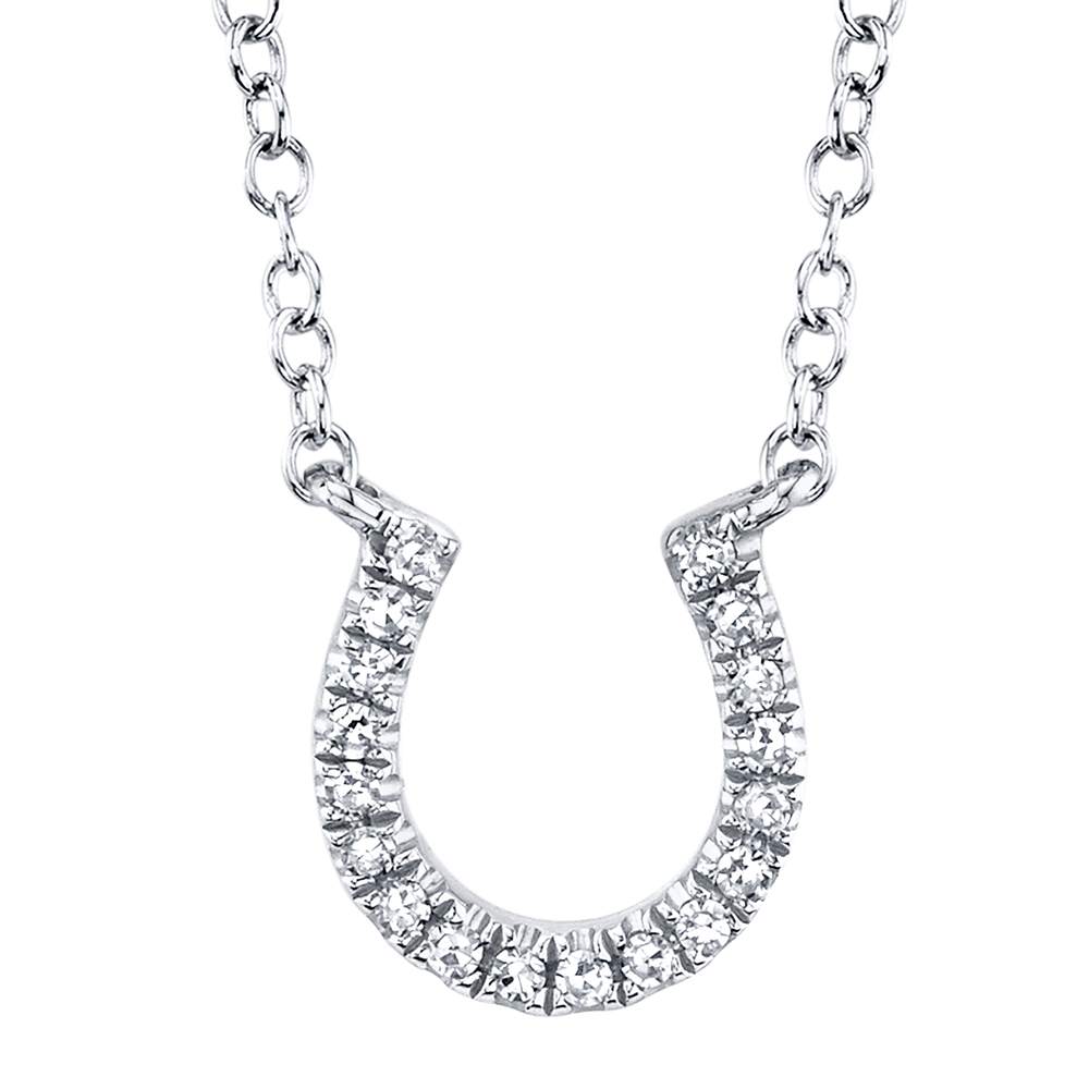 SHY 14K White Gold Diamond Horseshoe Necklace