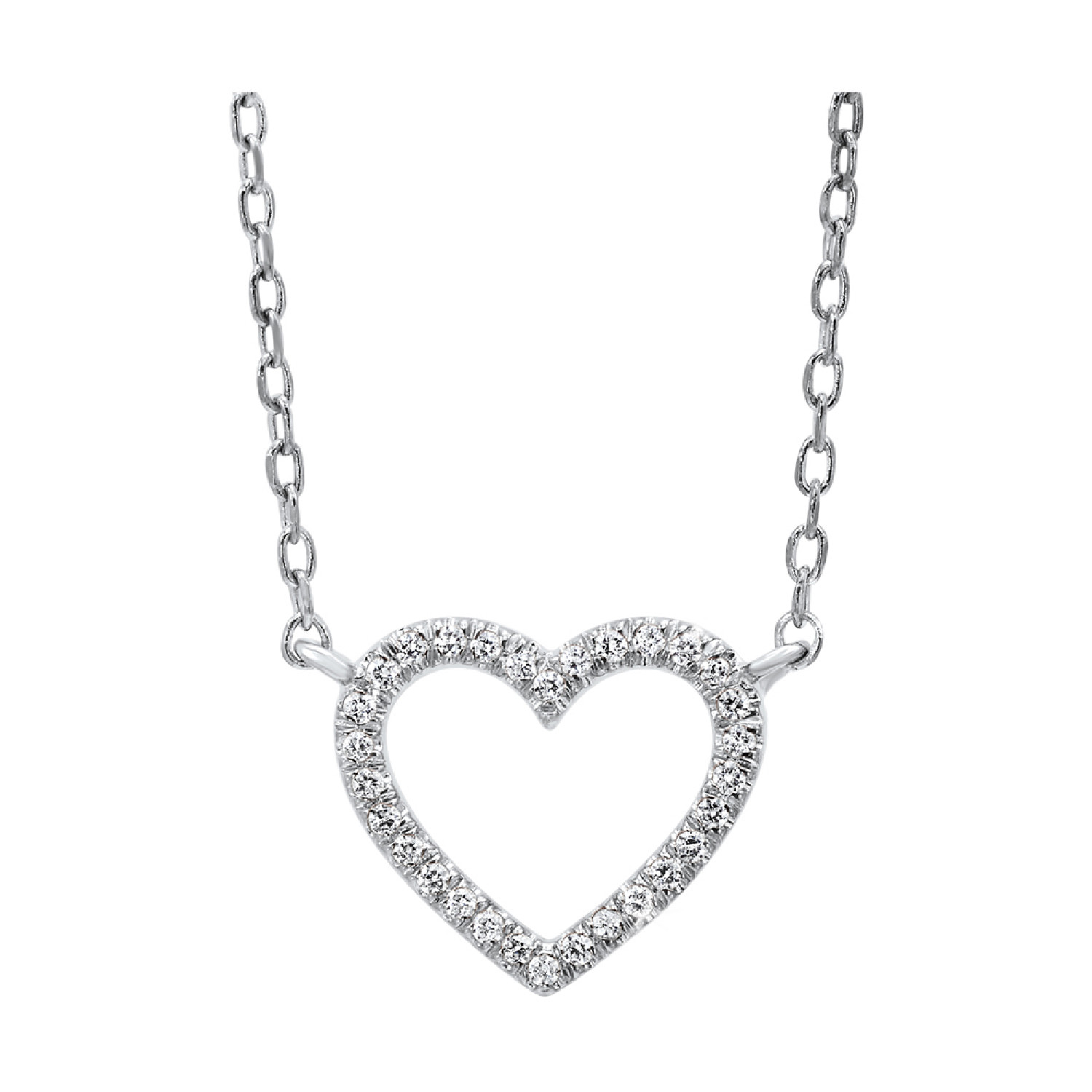 14K White Gold Diamond Heart Necklace