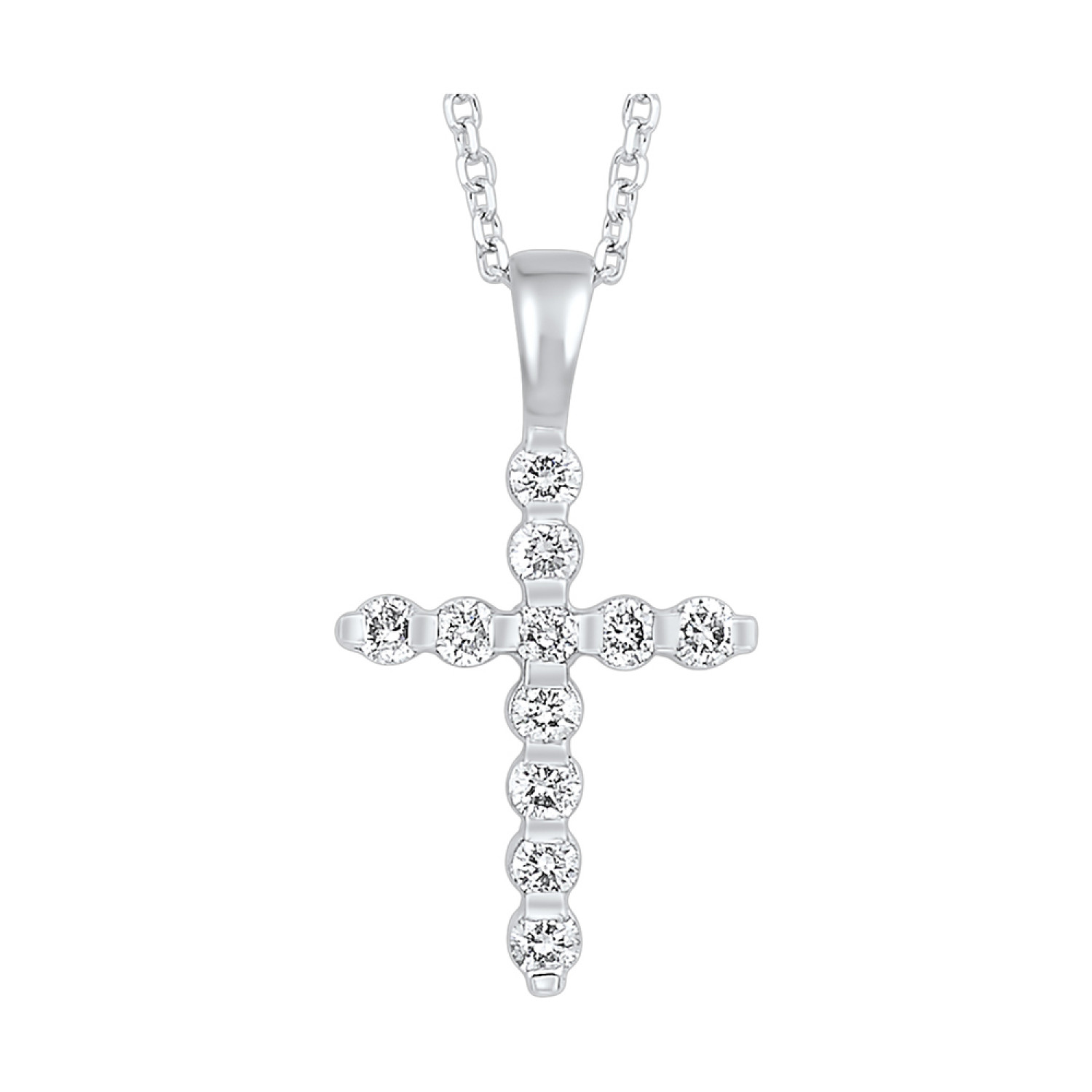 White Gold Diamond Cross Pendant Necklace