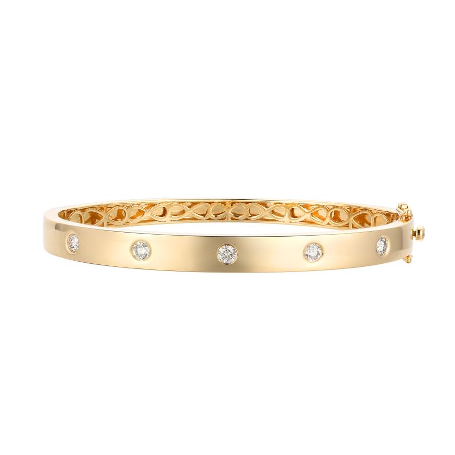 LE VIAN 14K Yellow Gold Diamond Station Bangle Bracelet