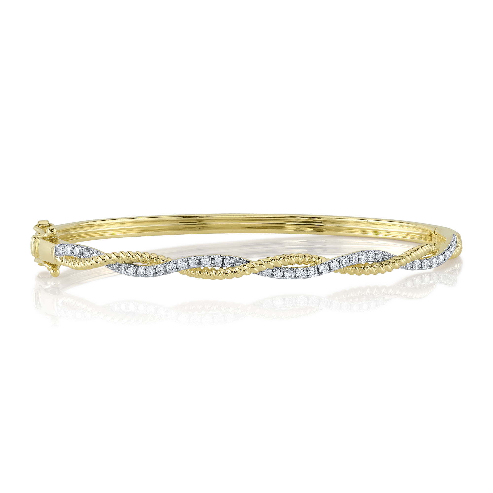 SHY 14K Yellow Gold Diamond Twist Bangle