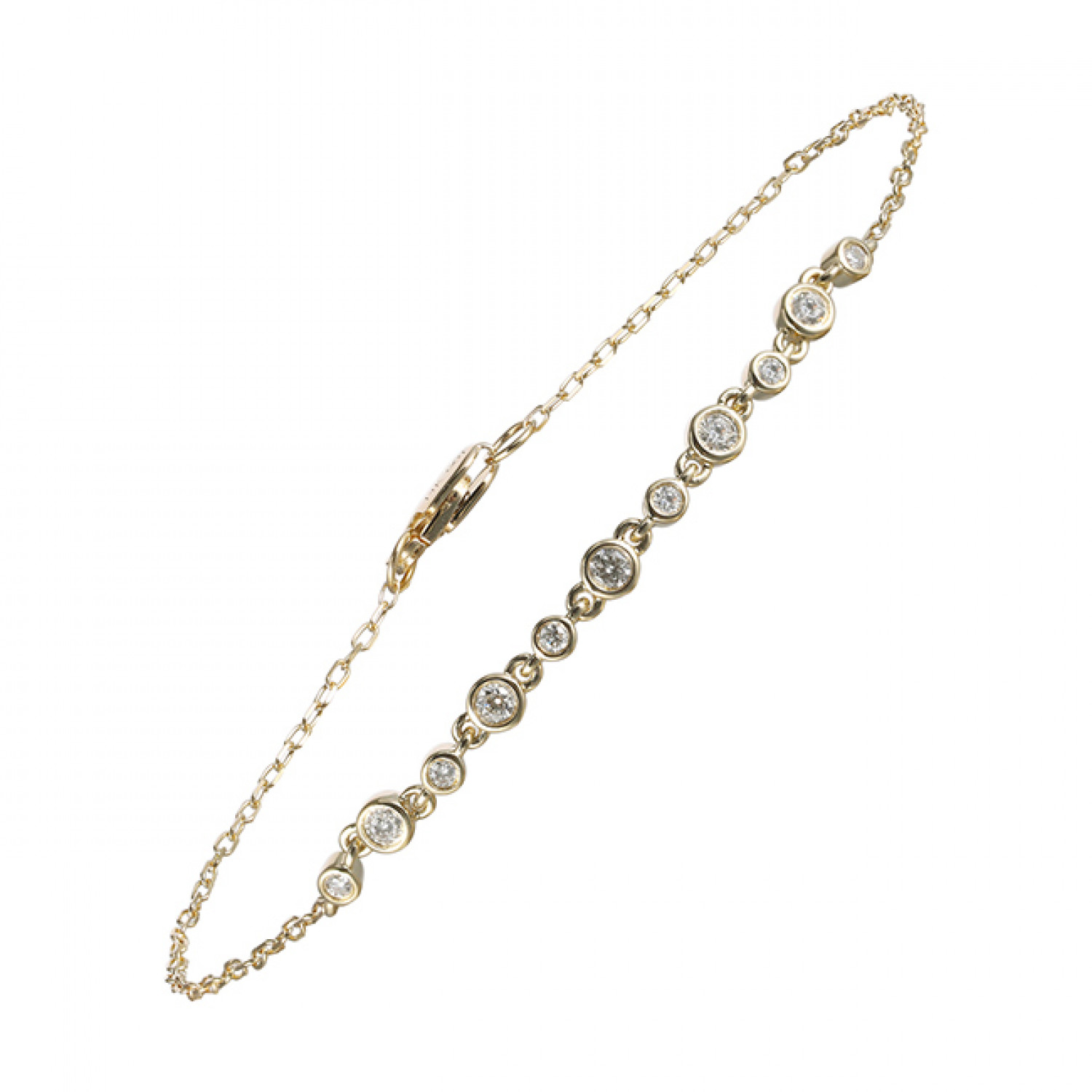 14K Yellow Gold Bezel Diamond Bracelet