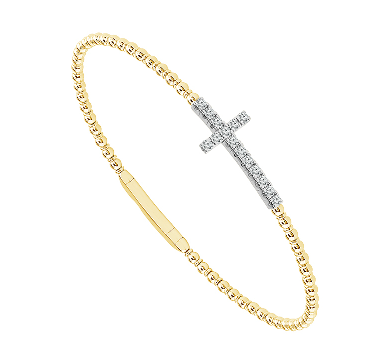 14K Yellow Gold Diamond  Cross Flexie Bracelet