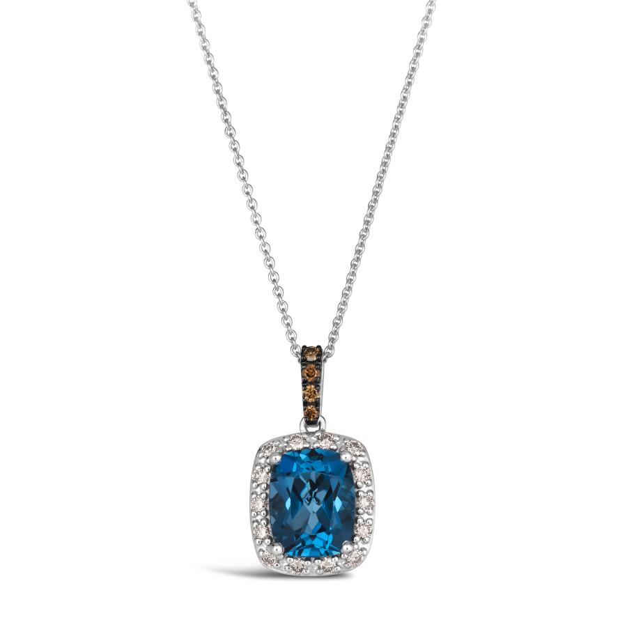 LEVIAN Blue Topaz Diamond Pendant Necklace