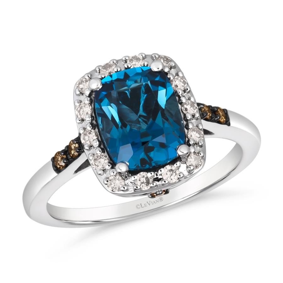 LE VIAN 14K White Gold Blue Topaz Diamond Ring