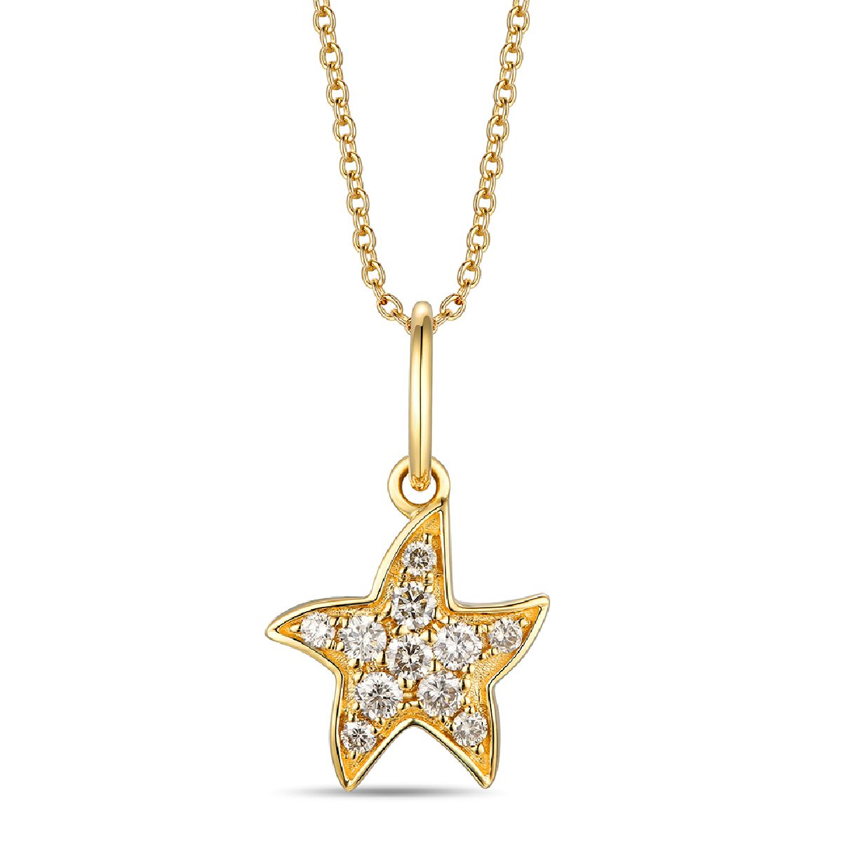 LE VIAN 14K Yellow Gold Diamond Starfish Pendant Necklace