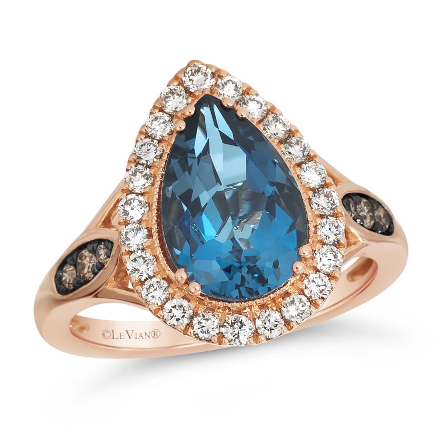 LE VIAN 14K Rose Gold Blue Topaz Diamond Ring