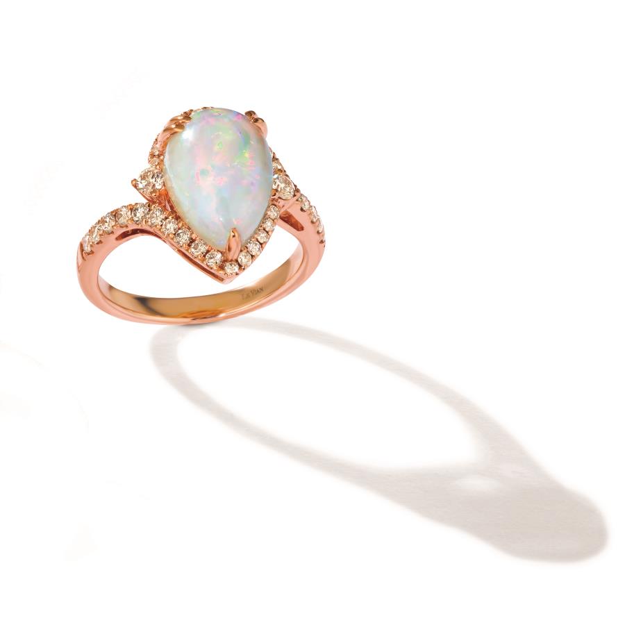 LE VIAN 14K Yellow Gold Opal/Diamond Ring