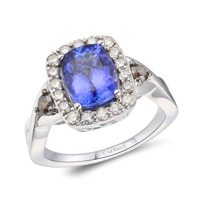 14K White Gold Tanzanite/Chocolate Diamond Ring