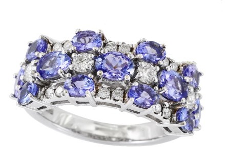 Sterling SIlver Diamond/ Tanzanite Ring