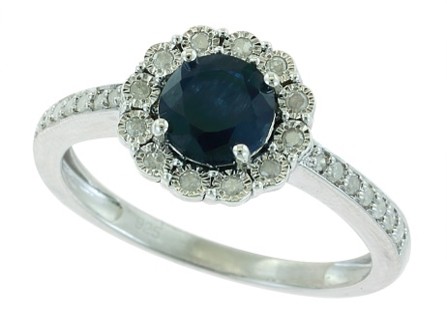 Sterling Silver Diamond/ Sapphire Ring