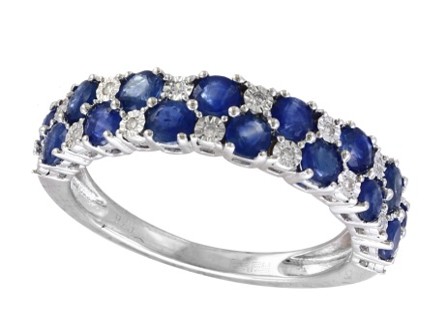 Sterling Silver Diamond/ Sapphire Ring