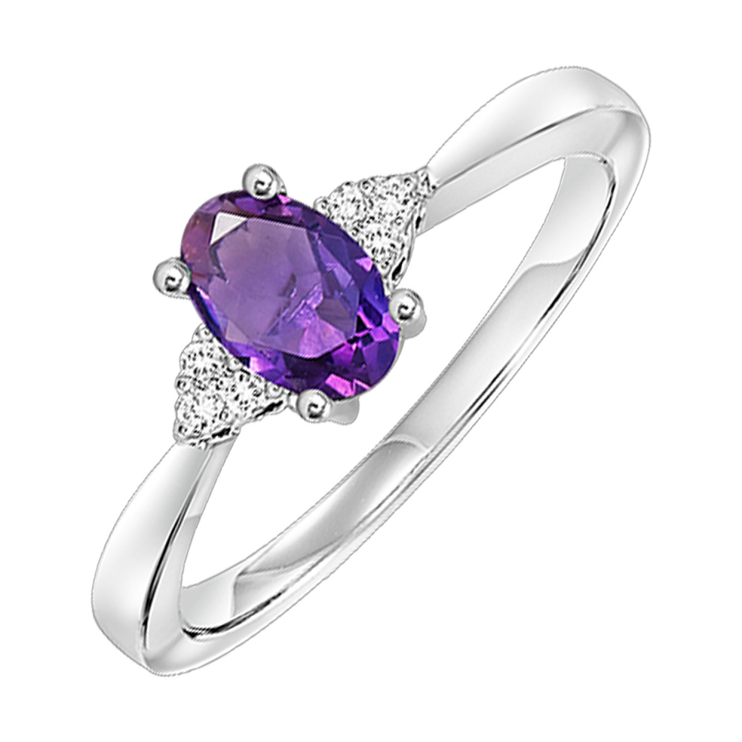 10K Amethyst & DImaond Ring