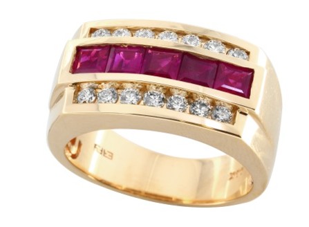 Mens Diamond Ruby Ring